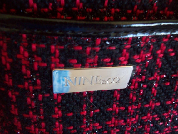 Red-Black Tweed Handbag Polyester and Wool Tweed … - image 3