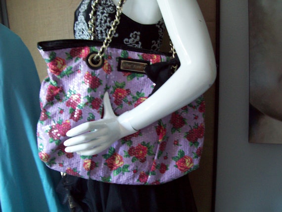 Betsey Johnson Purse Roses Lilac Betsey Johnson Sh