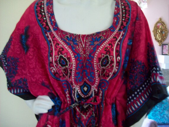 Kaftan Dress Oversized Free Size Blue-Fuchsia Gli… - image 3