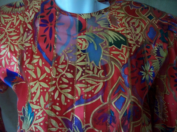 Party Dress Red and Gold Silk by The Silk Farm Dr… - image 4