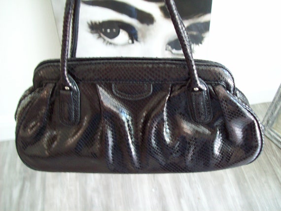 banana republic black leather backpack Large Sequin Panel Bag - Limited Edition 5 Handle drop Banana Republic Leather Handbag Reptile