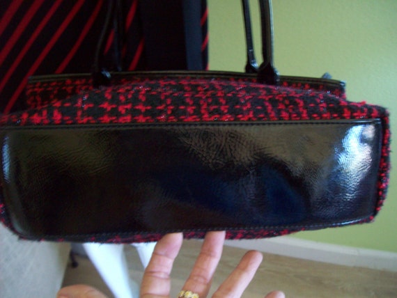 Red-Black Tweed Handbag Polyester and Wool Tweed … - image 9