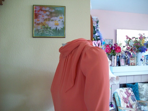 I. Magnin Blouse Peach Blush Crepe Blouse with Co… - image 5