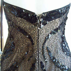 Black Sequin Strapless Bodycon Party Dress Beaded Lacy - Etsy