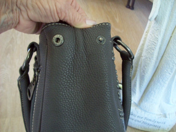 Montana West Handbag Gray Tooled Embossed Leather… - image 5