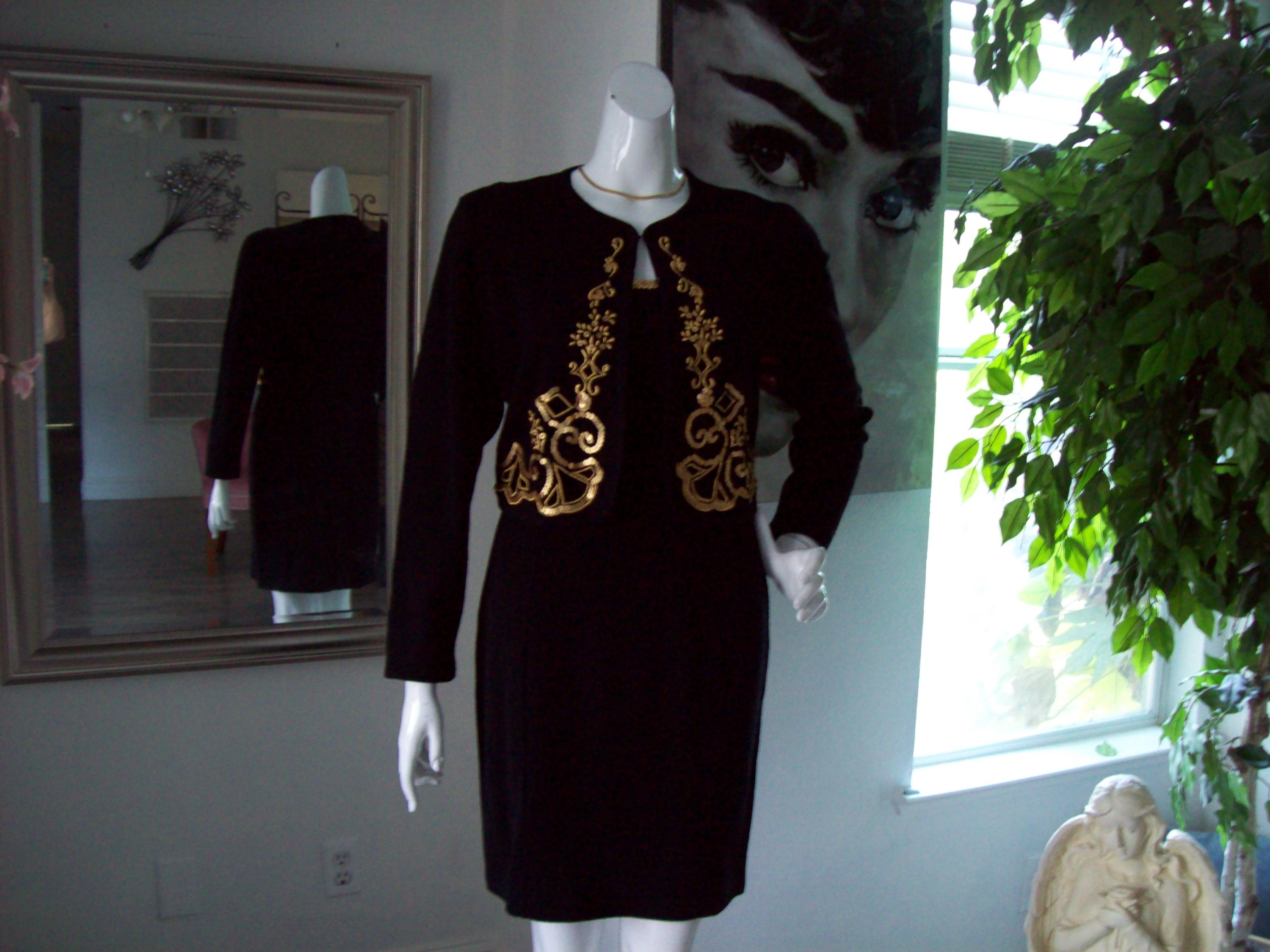 2-pc Knit Dress Set Black Gold Sequin Dress and Sweater Cut-out Design  Winter Dress Set Office to Dinner Outlander Sz M - Etsy