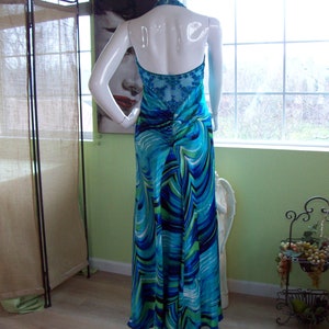 Halter Evening Gown Blue-green Rhinestone Ruched Embellished Back Open ...