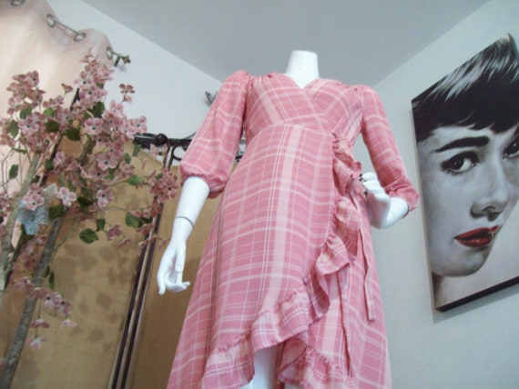 Pink Plaid Wrap Dress BarbieCore Margot Dress Ang… - image 3