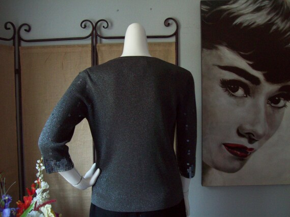 Joseph A. Charcoal Gray Sequin Shell-Sweater Set … - image 2