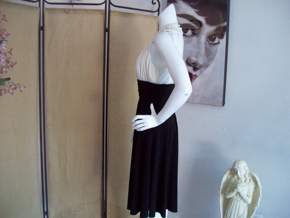 Black and White Cocktail Dress Pearl Neckline Cri… - image 5