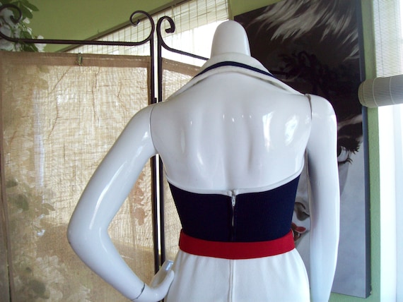 SALE:  Large Collar Halter 60s Dress Maxi Patriot… - image 10