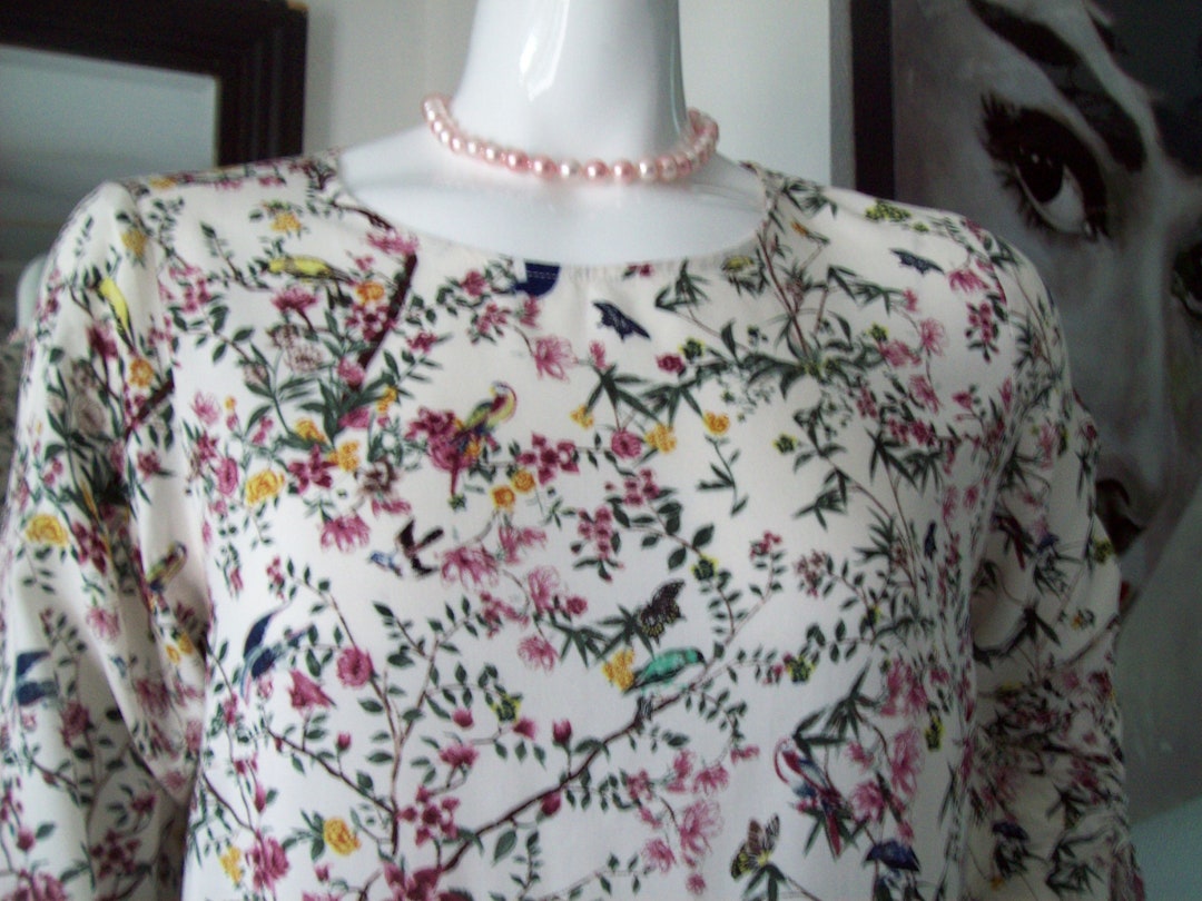 Birds and Flowers Print Home Long-sleeved Two-piece Set