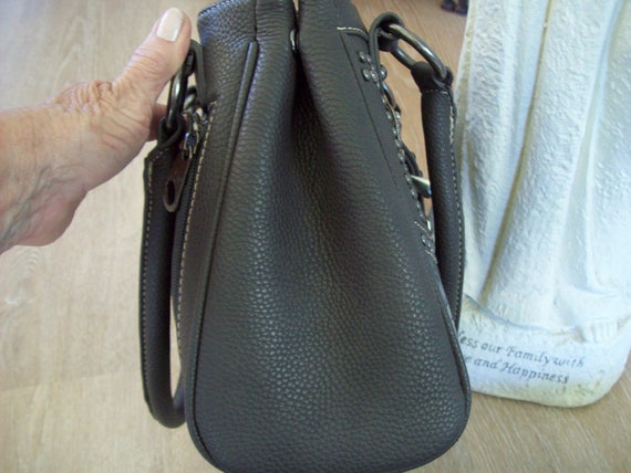 Montana West Handbag Gray Tooled Embossed Leather… - image 4