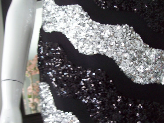 Cache Dress Black Silver Diagonal Stripe Dress Se… - image 8