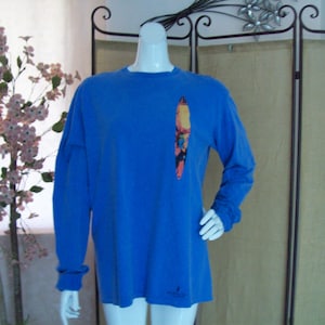 Surfing Shirt Combed Cotton Unisex Crazy Surf Shirt Surfboards BeachCore Beach Volleyball Long Sleeve Surf Shirt Ocean Blue Shirt Sz M