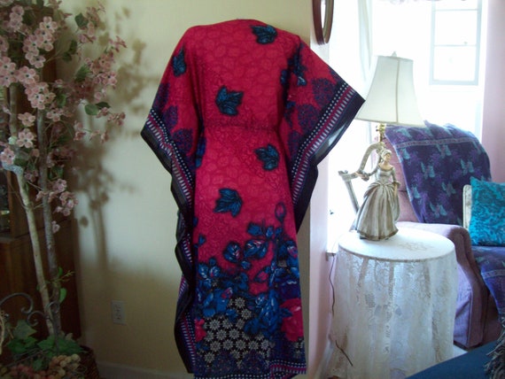 Kaftan Dress Oversized Free Size Blue-Fuchsia Gli… - image 5