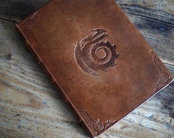 Leather Journal Vintage, Old style Book, Dragon journal, Brown notebook, Diary, Sketchbook, Hard Cover