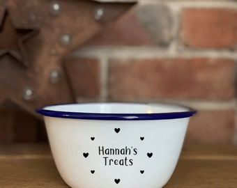 Personalised Treat bowl - Enamel Bowl - Snack Bowl - Gifts - Snack Time Bowl