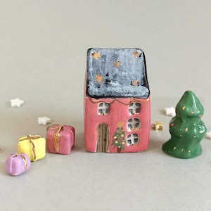 手作り陶器製ミニチュアクリスマスビレッジ 4個セット - Etsy 日本