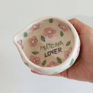 Handmade Ceramic Matcha Bowl: Floral Painted Chawan