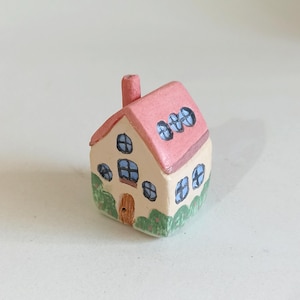 Tiny Miniature House, Mini Hand Painted Ceramic house, Small ceramic house, handmade gift tiny house, ceramic house, ceramic house gift