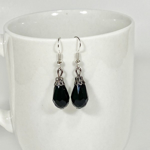 Black Earrings, Black Crystal Earrings, Tear Drop Earrings, Black Tear Drop Earrings, Crystal Tear Drop Earrings, Crystal Earring, Tear Drop