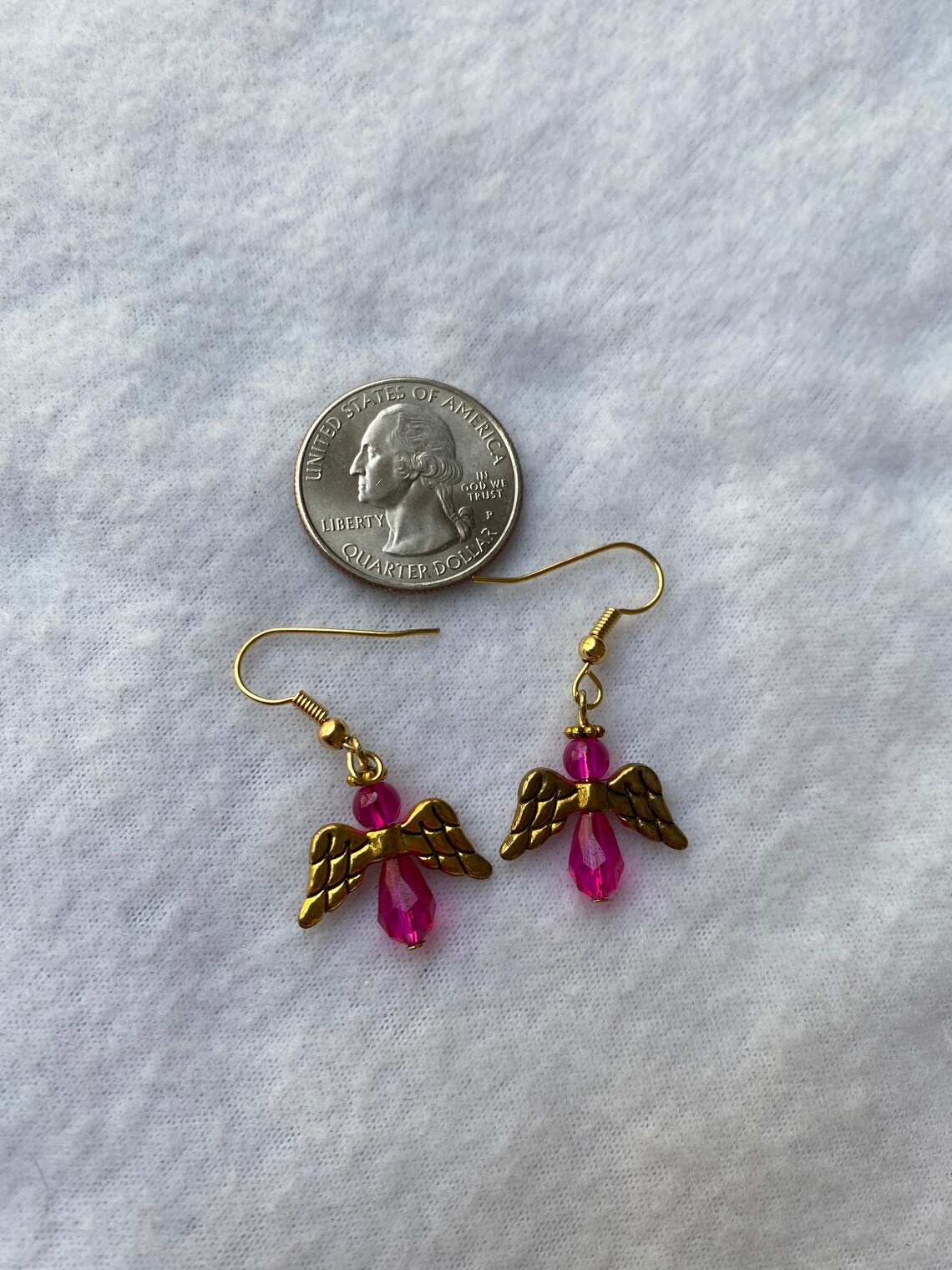 Angel Earrings Fuchsia Earrings Fuchsia Angel Earrings Gold Earrings ...