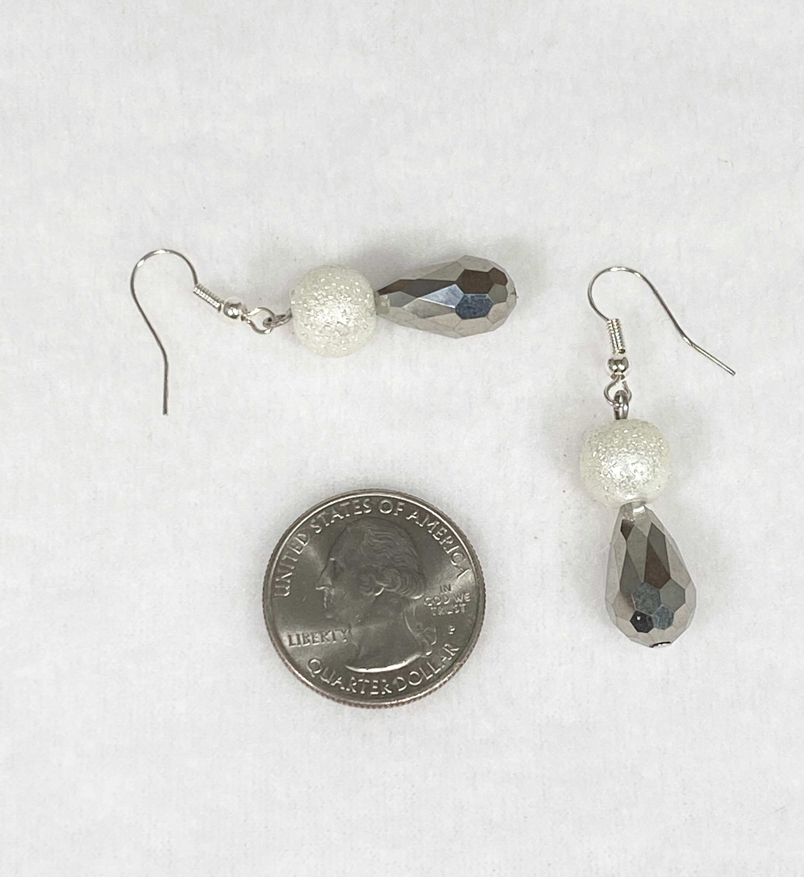 White silver earrings Clearance