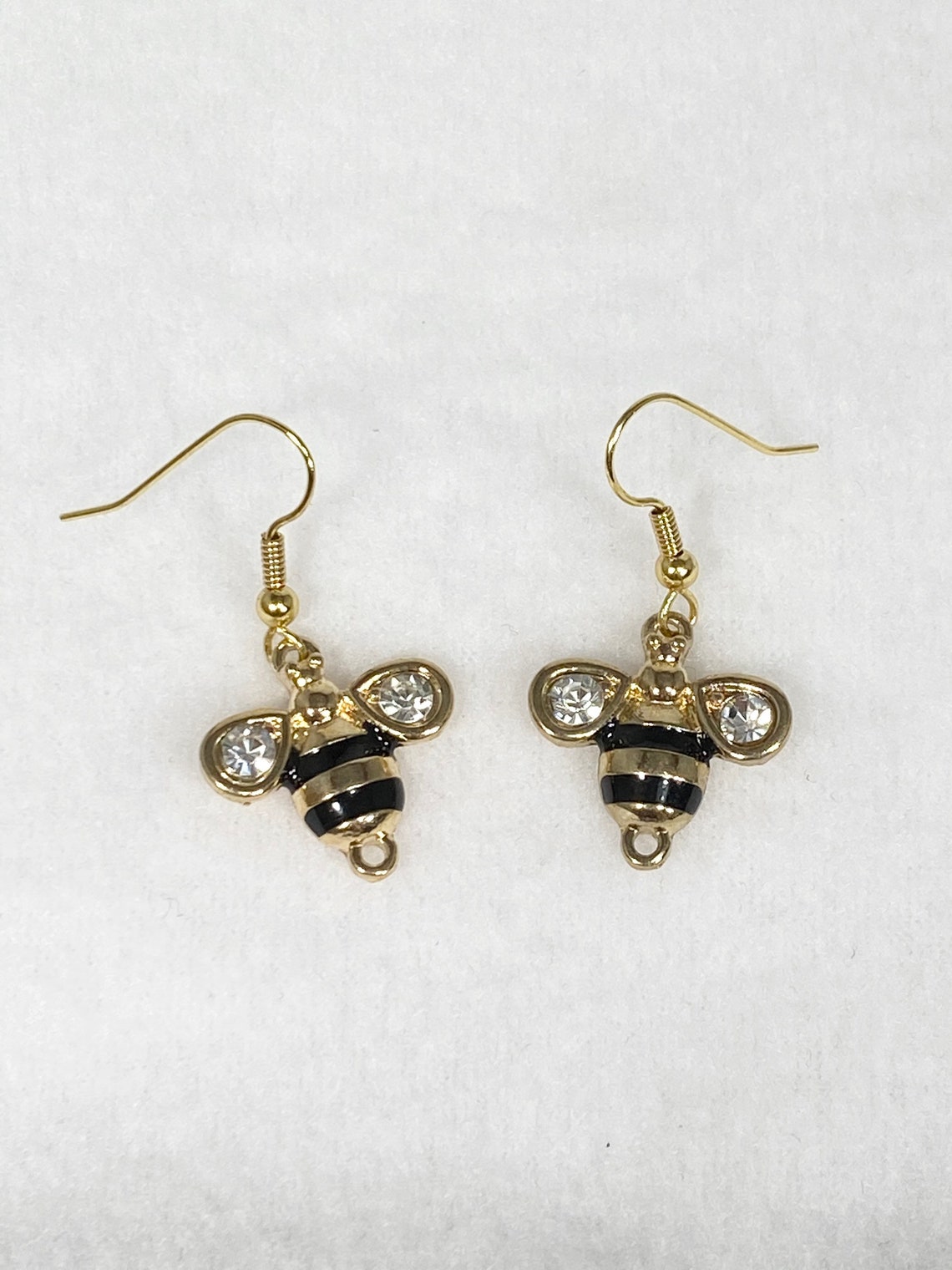14k Gold Bumble Bee Earrings Amber Bumblebee Earrings Dangle Bee