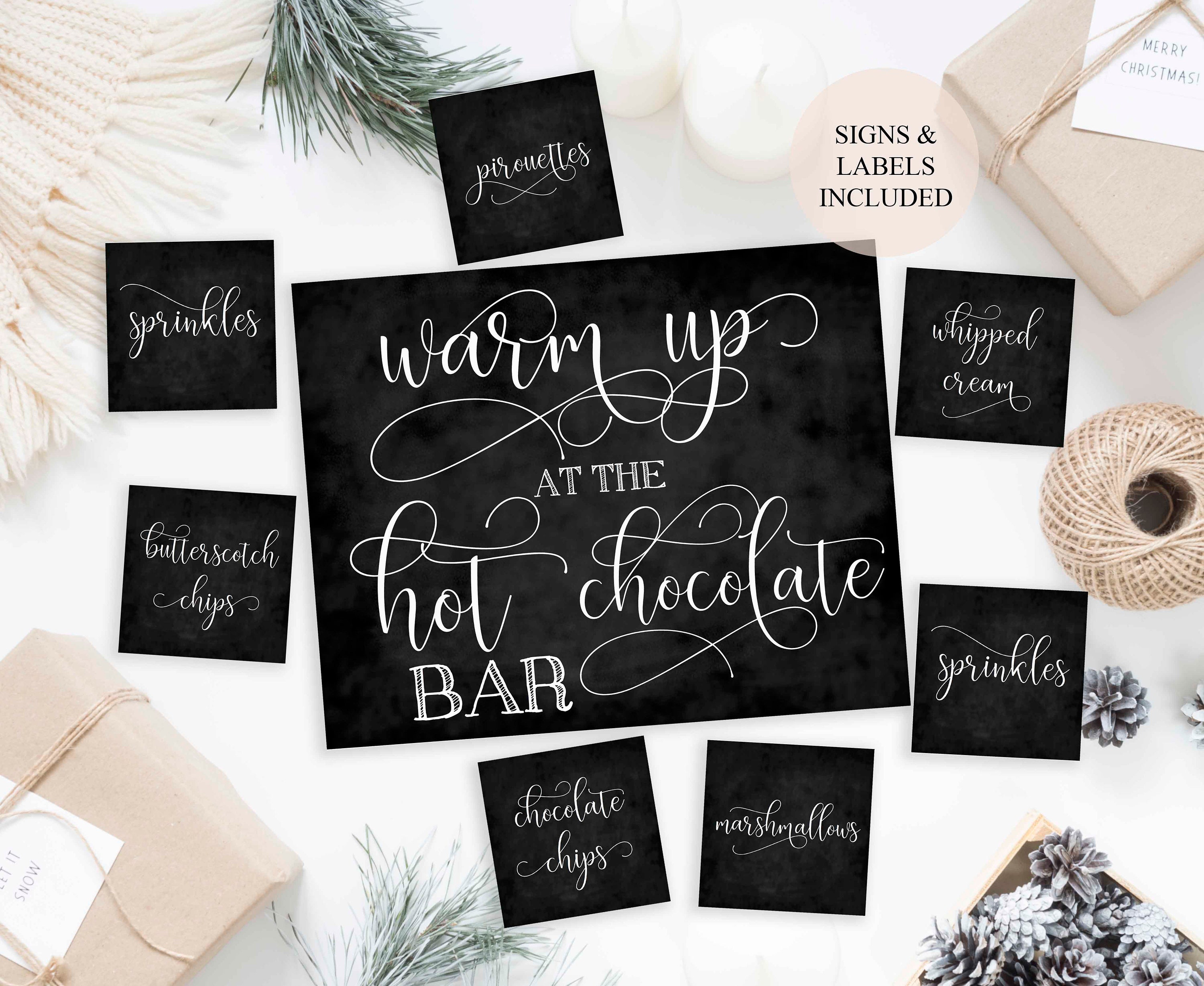 Hot chocolate bar printable labels to fancy of the hot chocolate bar