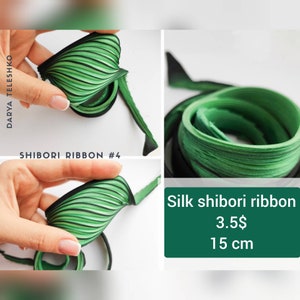 Shibori silk ribbon green
