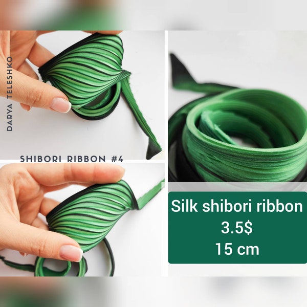 Shibori silk ribbon green