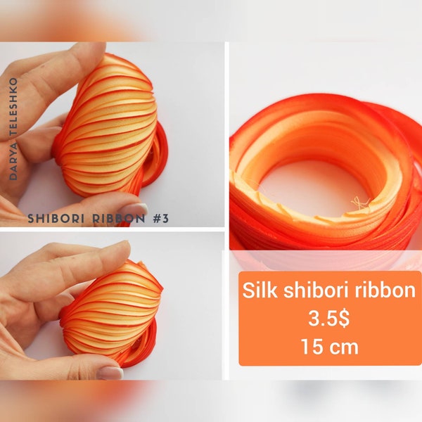 Shibori silk ribbon orange