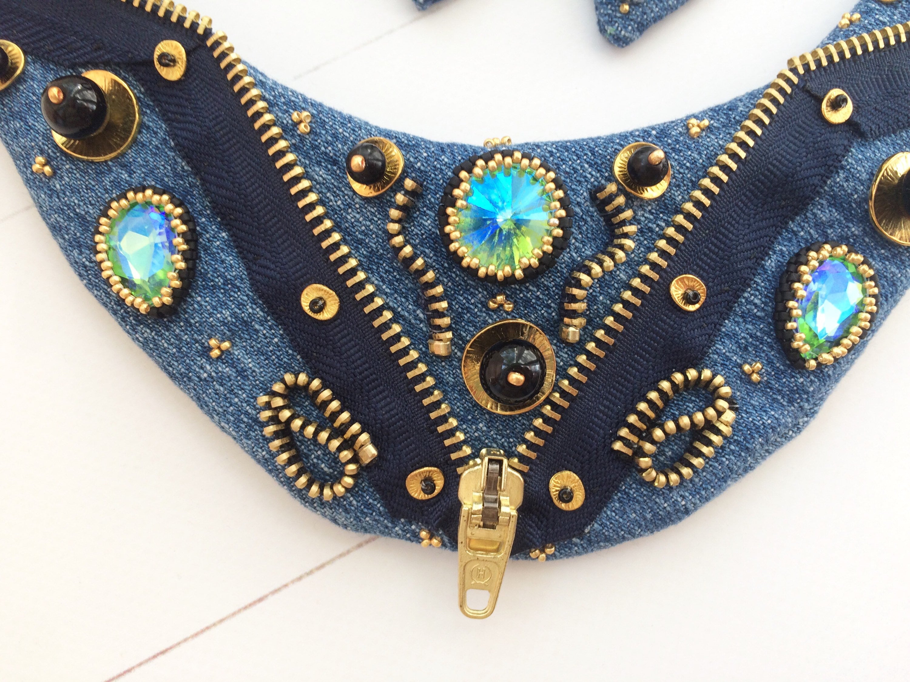 Jeans Jewelry Set Denim Necklace Bracelet and Earrings Etsy