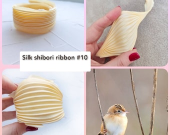Beige shibori silk ribbon