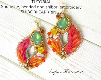 Faça você mesmo, TUTORIAL brincos shibori soutache do designer ucraniano, bordado DIY, produtos digitais