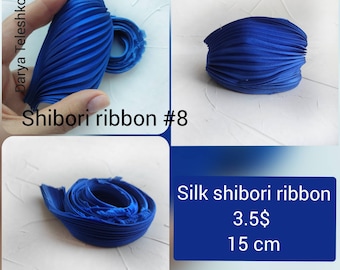 Shibori silk ribbon blue