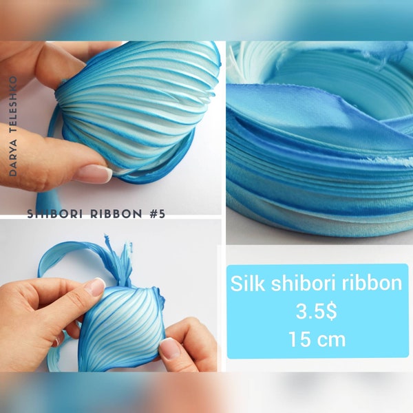 Shibori silk ribbon blue