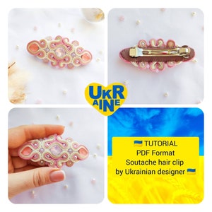 Do it yourself tutorial soutache hair clip, pdf file, digital download DIY jewelry, embroidery pattern