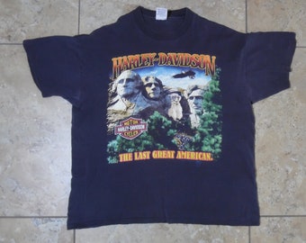 VTG 1988 Harley Davidson o último grande americano Monte Rushmore camiseta preta feita nos EUA grande