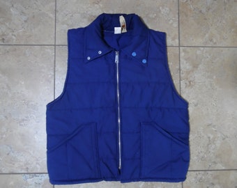 VTG 1970er Tom Cat Blue Puffer Vest USA Made Large