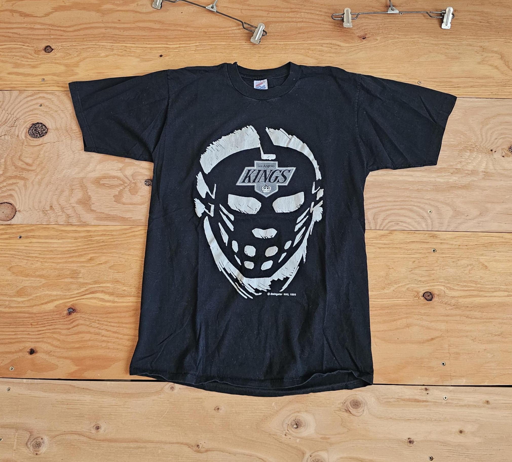 Vintage 90s Los Angeles King Black White Hockey Mask Graphic T