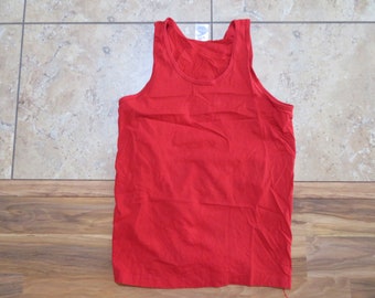 Vintage Blank Plain Red Tank Top shirt Minimalistic Fruit of the Loom Made in USA Sz M