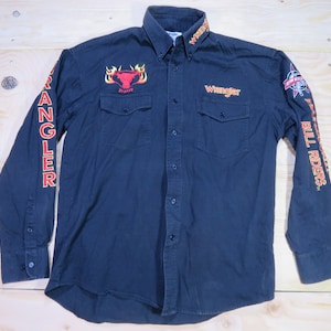 pbr dress shirts Wrangler Men's PBR Plaid Print Long Sleeve Snap Western Shirt