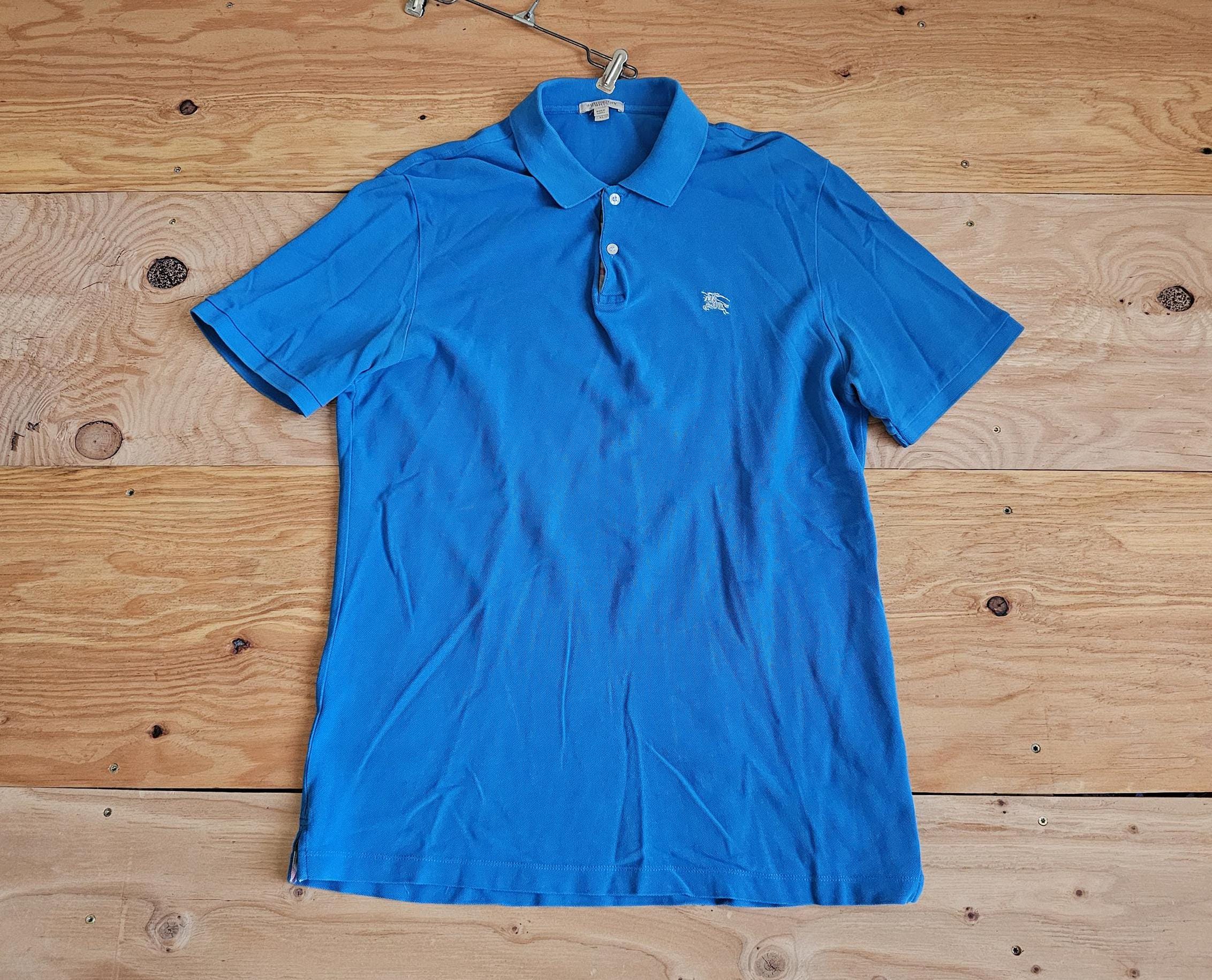 Burberrys 青 ポロシャツ バーバリー チェック裏地 ポロシャツ 青