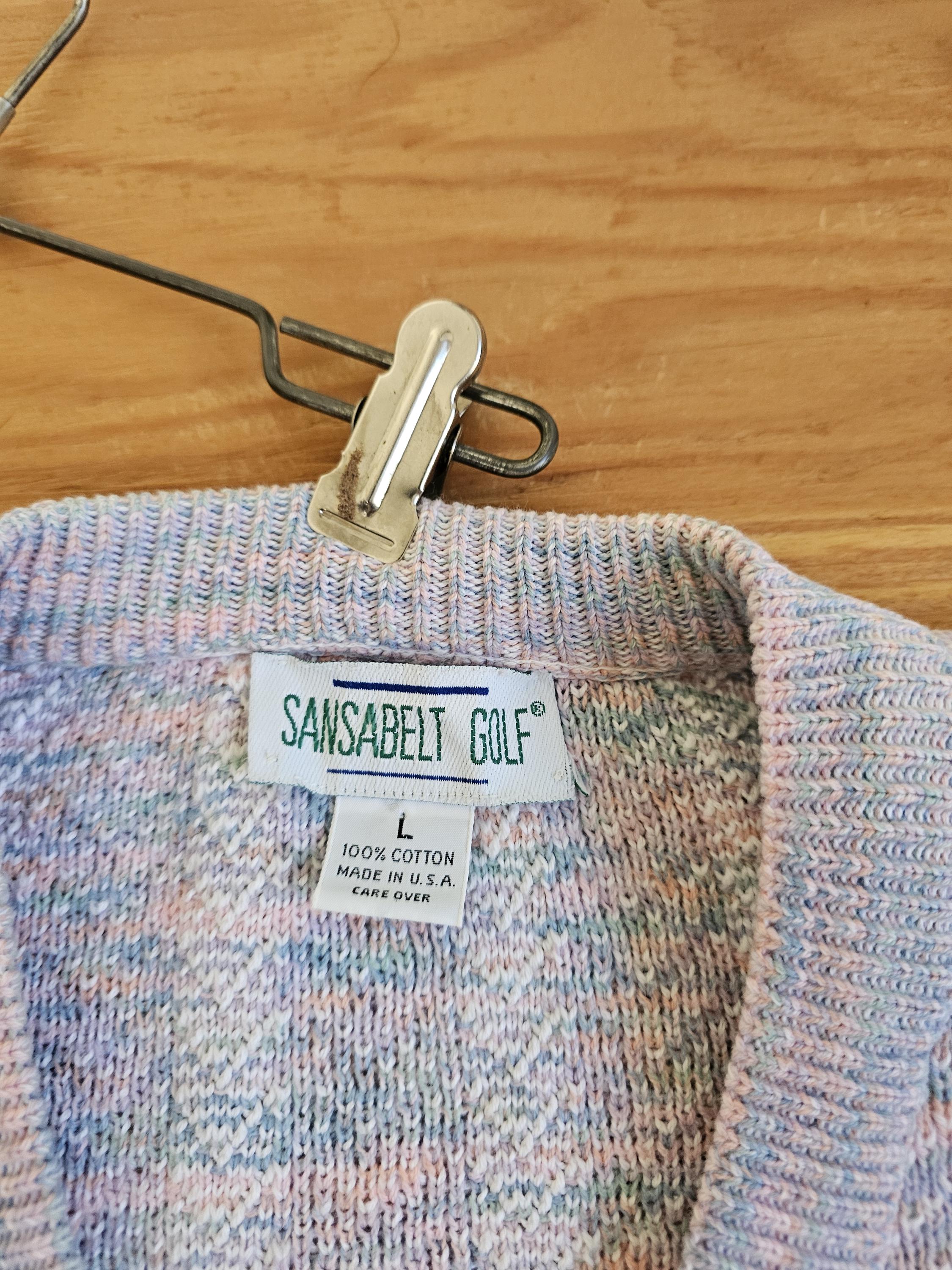 90s USA製 SANSABELT GOLF ニット カーディガン XXL Vintage 90s RED Sansabelt Golf Cardigan Sweater Sz XL USA OLD MAN