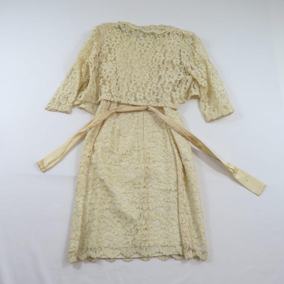 cream and gold dress and jacket Vintage Lace Evening Set, Size 16 1/2, White Wedding Dress, Lace Dress Suit with Jacket, Women's Vintage White Dress dressing table mirror price