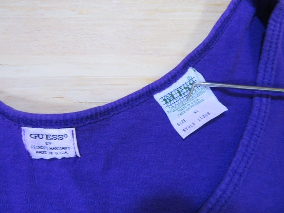 Vintage 1990s Guess Jeans USA Purple White Tank T… - image 4