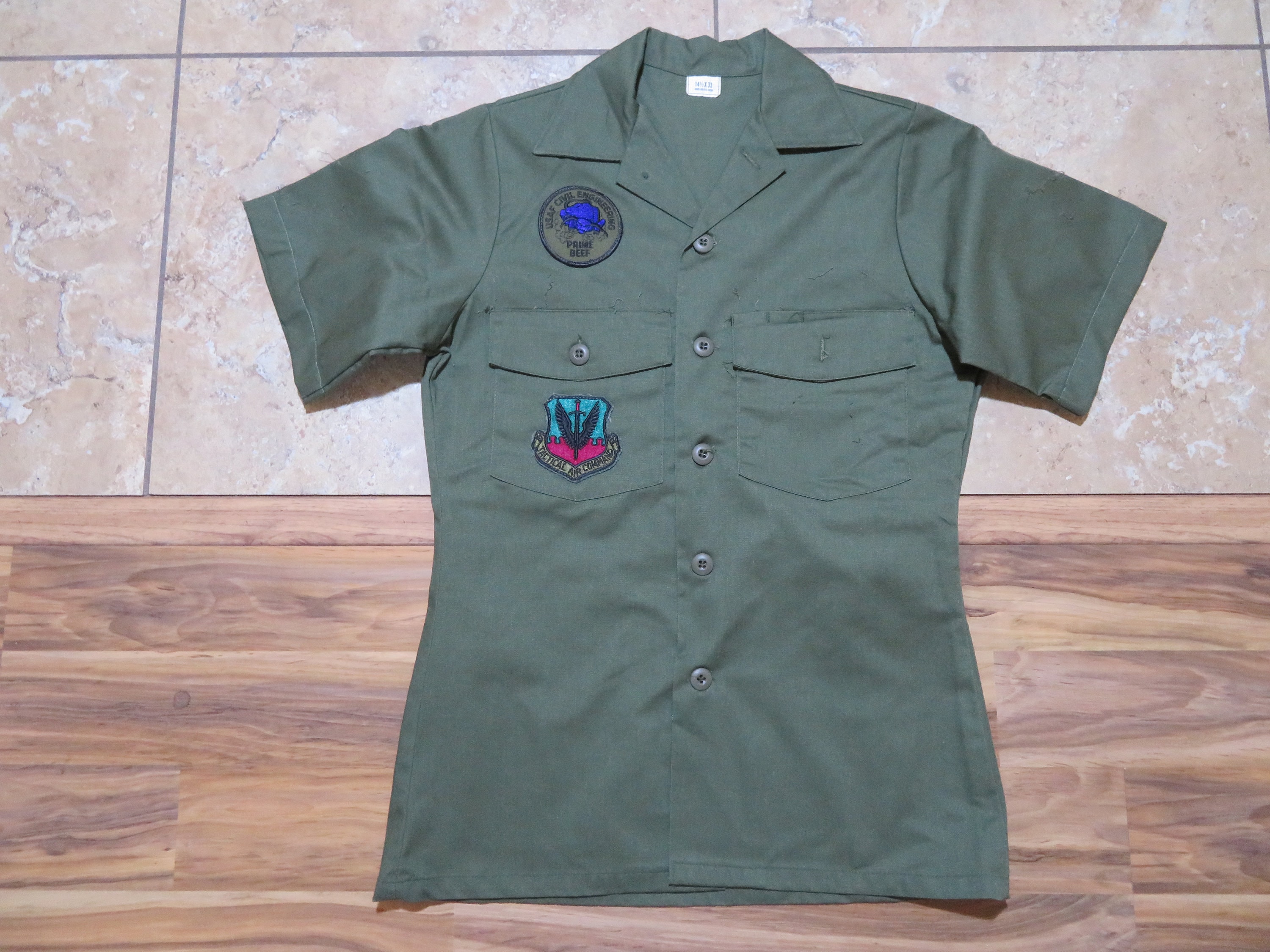 Vintage Military Utility Shirt USAF Uniform Shirt Dura Press OD Vintage Military Utility Shirt USAF Uniform Shirt Dura Press OD