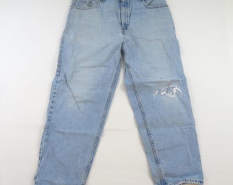 Pantalones vaqueros LEVIS 560 con cremallera, color azul claro, fabricados en EE. UU., corte holgado. Talla 38x30. Medidas: 36x30. I20